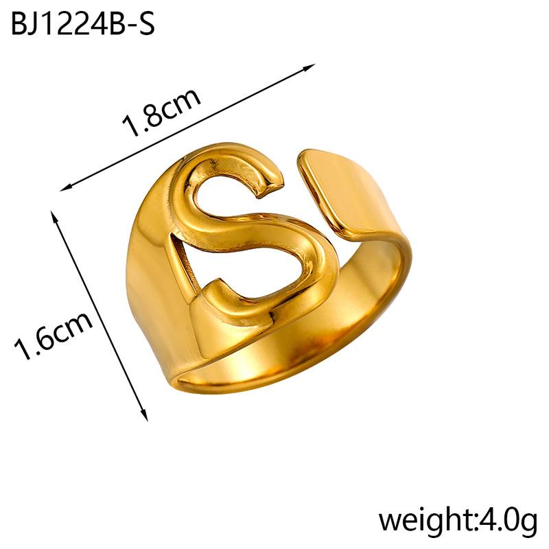 CARLIDANA Designer Initial Letters Alphabet Waterproof Gold Plated Non Tarnish Stainless Steel Fashion Jewelry Rings for Women