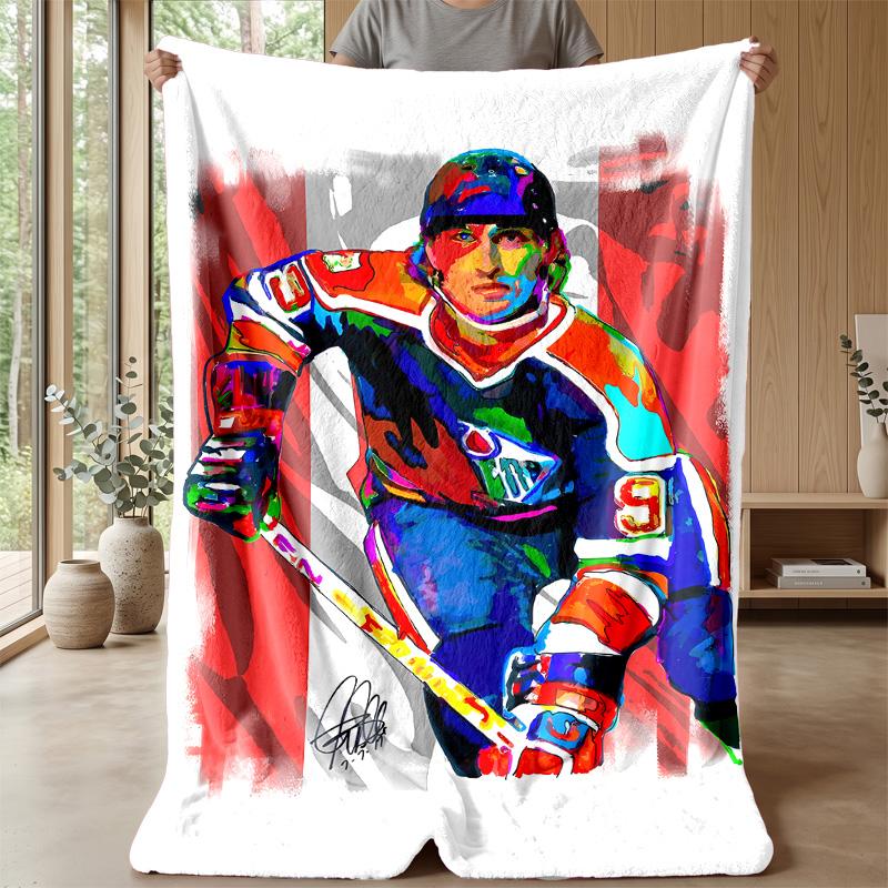 Wayne Gretzky Theme Blanket Soft Flannel Blanket Plush Throw Blanket Cozy Sofa Bed Blanket for Home Decor