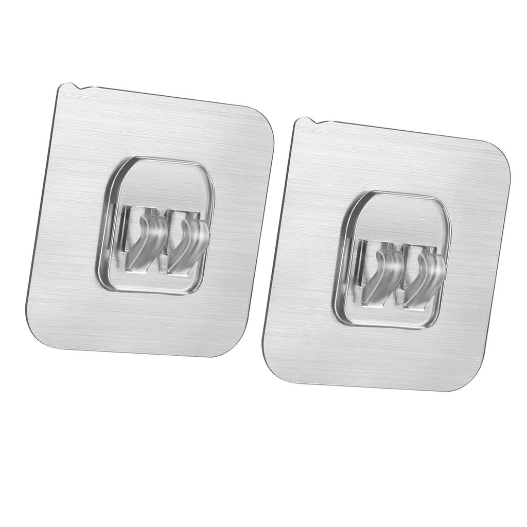 2PCS Self Adhesive Hooks Multifunctional Punch Free Transparent Heavy Duty Wall Sticky Hooks for