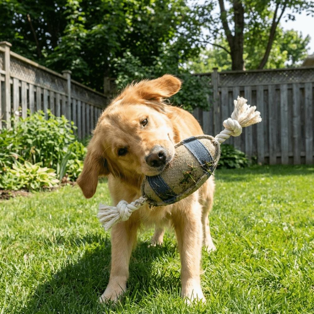 Rugby Shaped Dog Chew Toy Interactive Dog Teething Toys Pet Knot Toy Dental Health Care