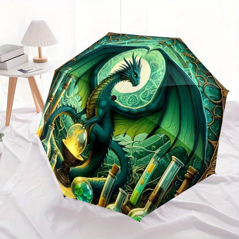 1pc Dragon Alchemy Automatic Open/Close Umbrella - Compact Travel Umbrella, 8-Rib Heavy-Duty Construction, Ideal Gift, Outdoor Accessory, St