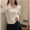 Soft waxy sweater slim and thin retro knitted sweater women's spring and autumn inner cover base new top long sleeves thin