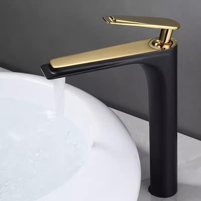 Tuqiu Badkamerkraan Zwart Goud Wastafelkranen Wit Goud Wastafelmengkraan Warm & Koud Dekmontage Wastafelkraan Waterkraan