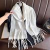 New Embossed Cashmere Women's Winter Scarf Warm Chunky Shawl Luxury Designer Tassels Pashmina Bufanda Lady Wrap Man Scarves