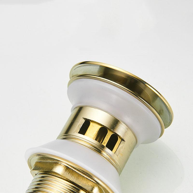 Gold Bathroom Basin Sink Pop Up Drain Brass Material Waste Stopper Floor Drain Non-Porous Bathroom Basin Drainer Bath Hardware