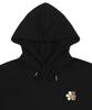 [Unisex] Flower Bear Embroidered Smile Hoodie_Black