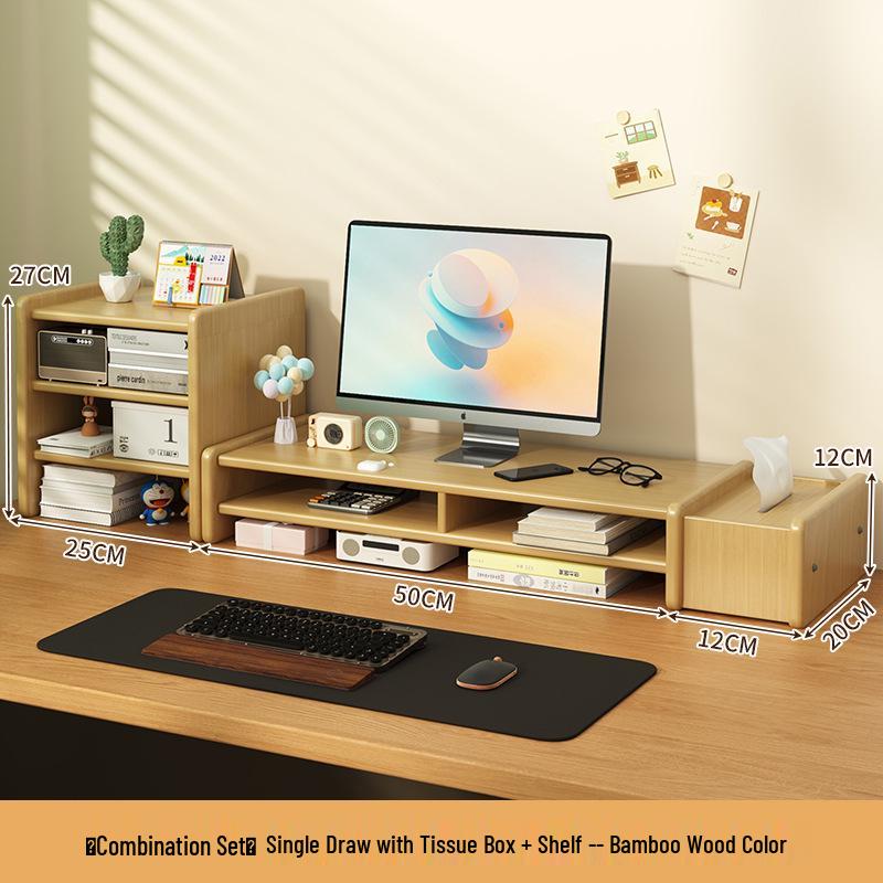 Monitor Riser Desktop Stand with Storage Shelves
