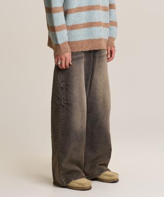 SUPERSUB Domingo Washed Wide Denim Pants - Washed Brown