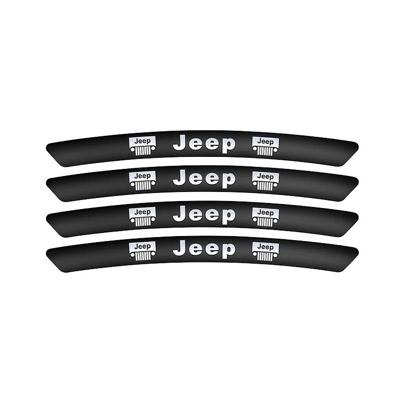 4PCS Aluminum Car Rim Stickers For Jeep Wrangler JK JL Renegade Compass Grand Cherokee Gladiator - Wheel Hub Edge Protector