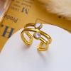 4Pcs Luxury Stainless Steel Cubic Zirconia Open Ring Set for Women Delicate Wavy Spiral Rings Party Stackable Jewelry Gift