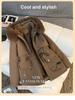 Ladies New Winter Fleece-Lined Coat with Fur Collar Fashion Versatile Outerwear Warm Cotton Jacket