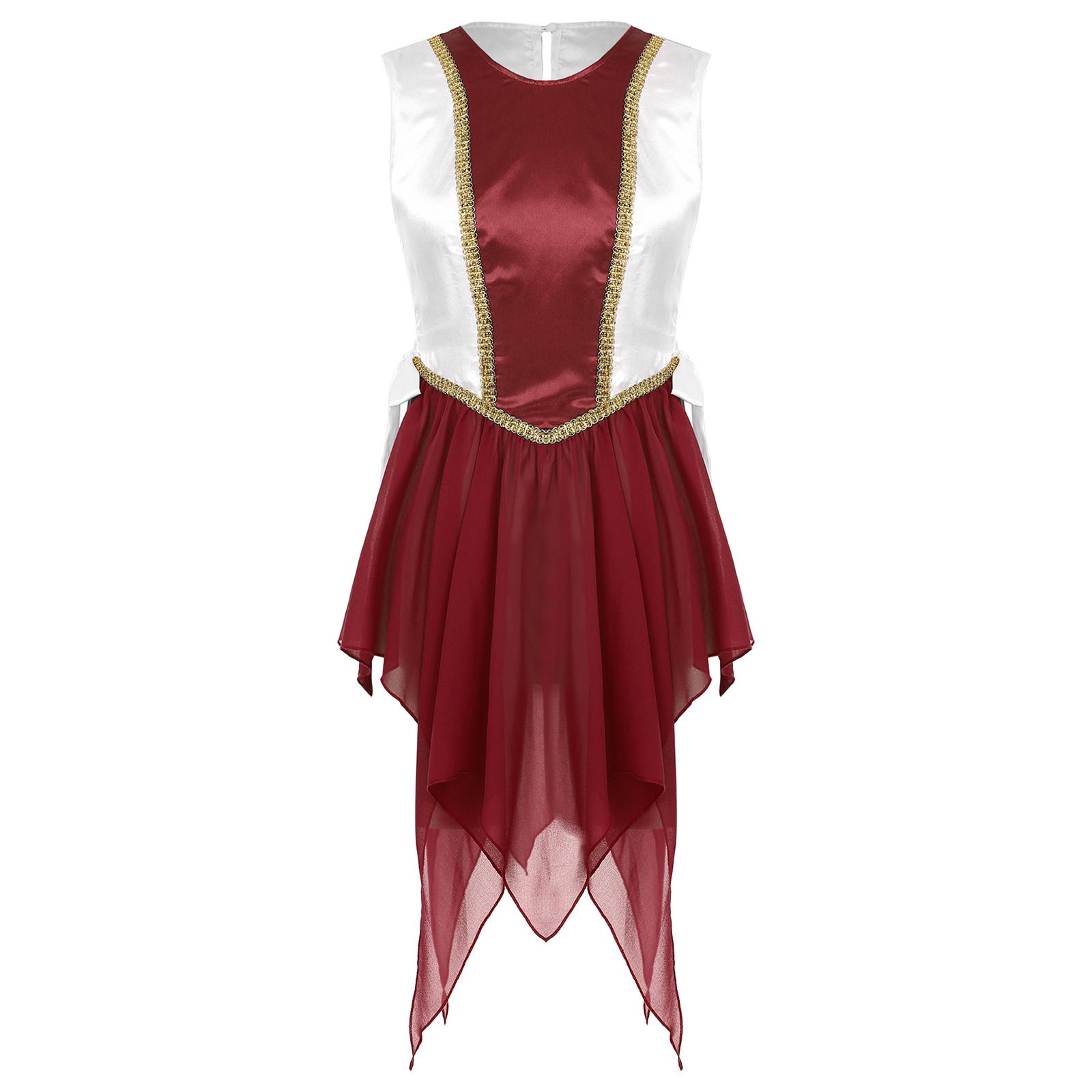 

Жіноча літургійна танцювальна туніка з боковим розривом, мереживом, кольоровим блоком, нерегулярним подолом, богослужінням S бордовий