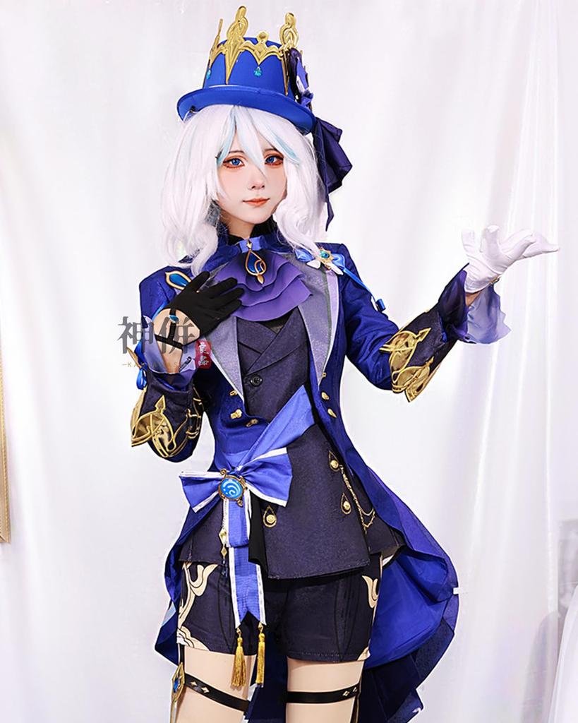 Furina Cosplay Svart Vanngudinne Genshin Impact Cosplay for Kulturelle og Sceneopptredener Parykkstørrelse Parykk, Focalorus, Kostyme, Voksen, Festivaler,