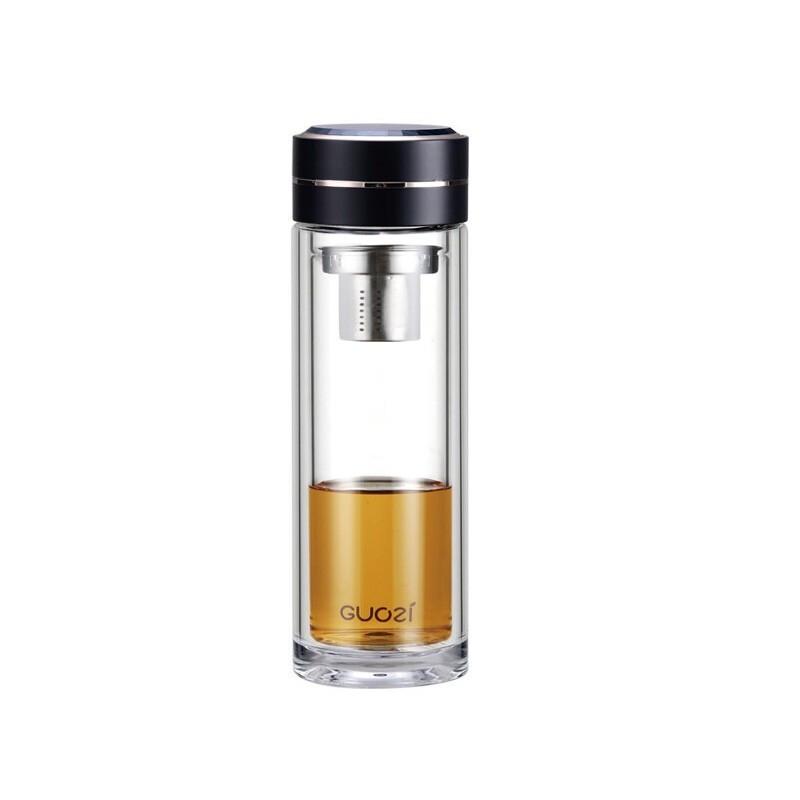 GUOZI Portable Double-Layer Glass Tea Infuser Bottle