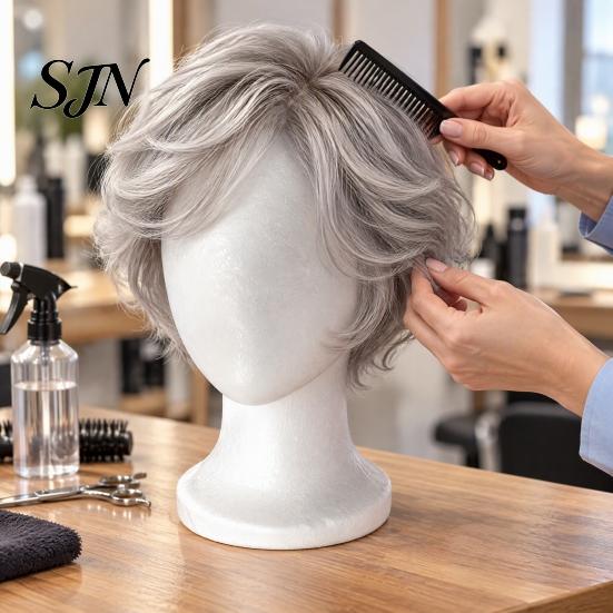 Hairdressing Training Head Foam Mannequin for Wigs, Lightweight Wig Display Stand with Stable Base Styling Trimming Professional Salon Use and Cosplay