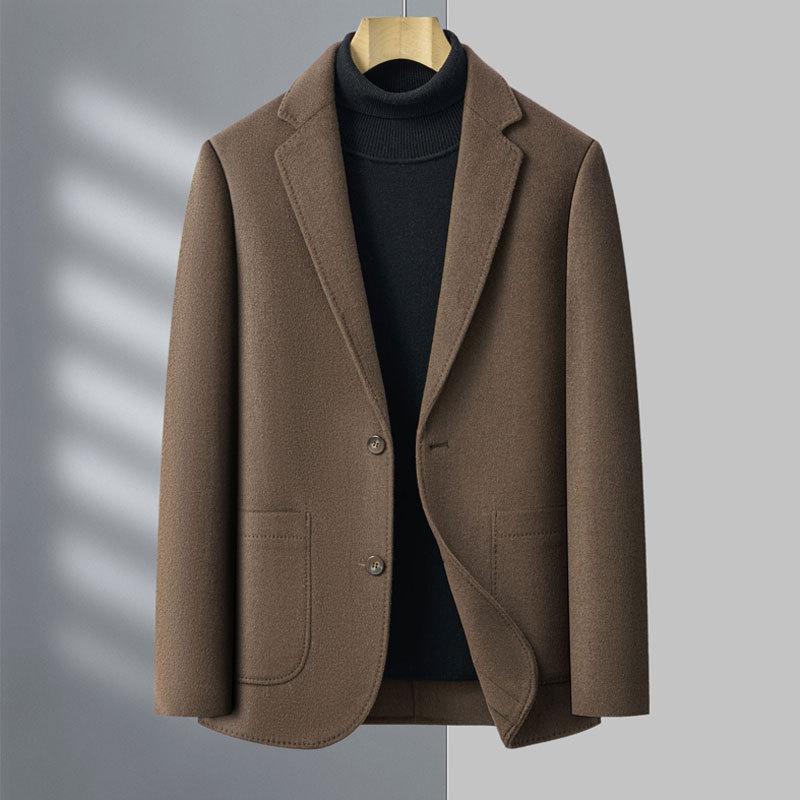 

Мужской однотонный шерстяной пиджак для зимы, новый, для мужчин среднего возраста, деловой повседневный, утолщенный верх от костюма 4XL