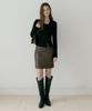 REORG Rie Diagonal Neck Slim T-Shirts Black