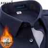 Zhuangji Men's Winter Thermal Fleece-Lined Business Casual Shirt