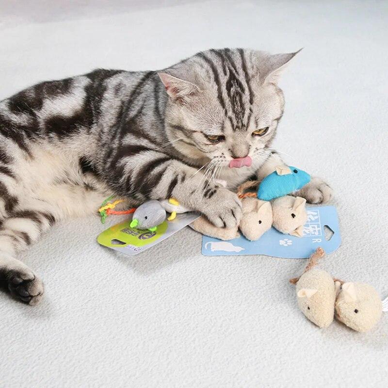 3pcs Pet Cat Toys Plush Simulation Mouse Toy Cat Scratch Bite Resistance Interactive Mouse Toy Playing Toy For Cat Kitten