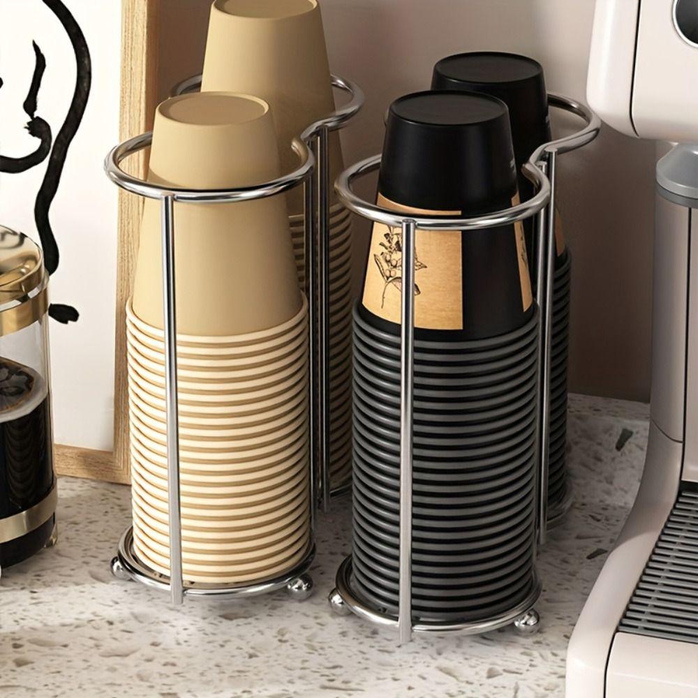 Rust-Proof Disposables Cups Picker Stainless Steel Paper Cup Organizer Cup Storage Rack  Household