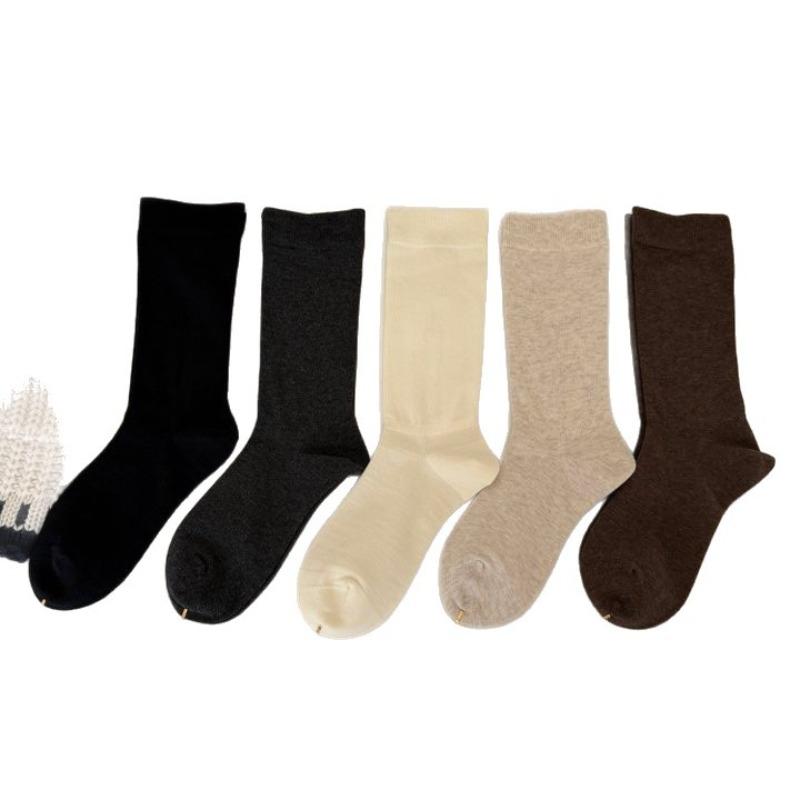 Marrad Autumn-Winter Simple Solid Color Mid-Calf Socks Soft and Comfortable Layered Long Socks Postpartum Socks