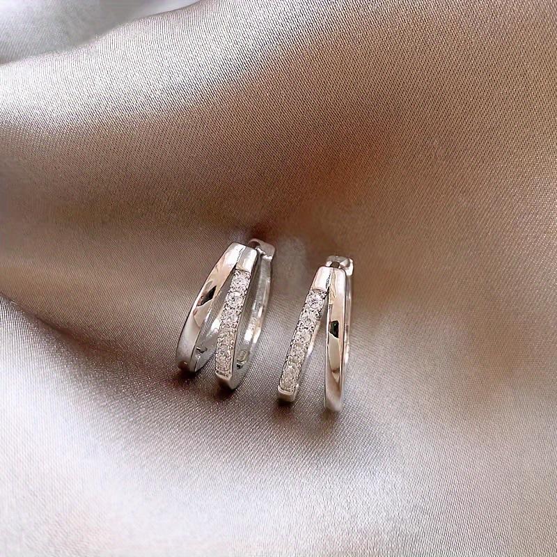 

6pcs Fashion Stainless Steel Crystal Oval Huggie Hoop Earrings for Women Gold Plated Dangle Hoop Earring Punk Jewelry Gifts