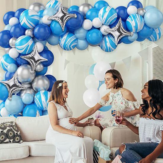 

1 комплект воздушных шаров с агатовым узором, синие привлекательные воздушные шары универсального дизайна для дней рождения, свадеб синий