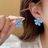 Sweet color flower pearl stud earrings Internet celebrity fashion trend earrings commuter versatile small fresh earrings women