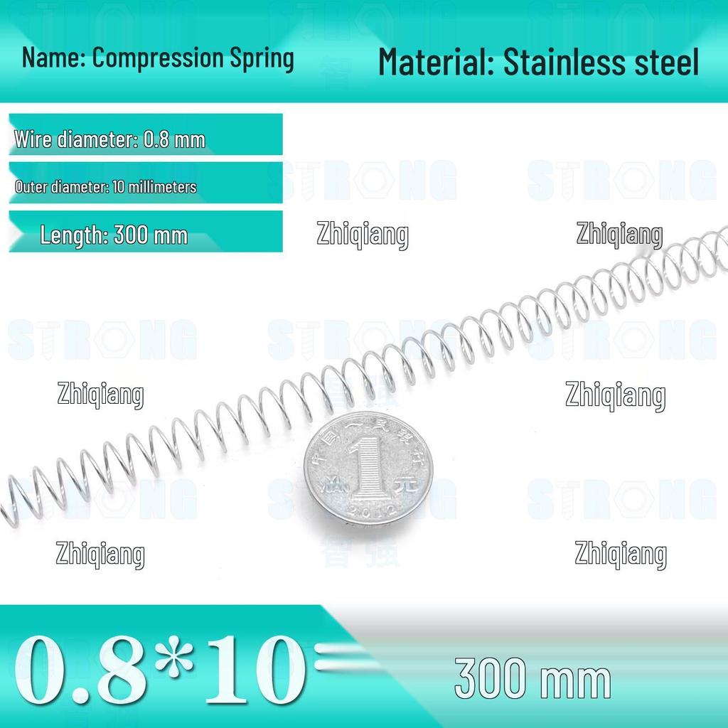 304 Stainless Steel Compression Spring – 300mm Long, High Elasticity, Shock Absorption, Customizable