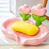 1/2 Stück Blume Seifenhalter Schnell ablaufend Küche Badezimmer Blumig Seifenschale Arbeitsplatten Dekoration Kunststoff Seifenstück Duschseife Behälter Box Tablett