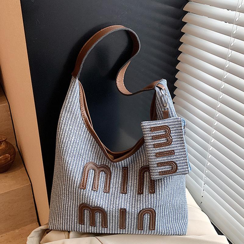 

Премиальная ретро женская сумка 2025 года новой коллекции большой вместимости, ручная, на одно плечо, модная сумка-тоут, сумка подмышку синий