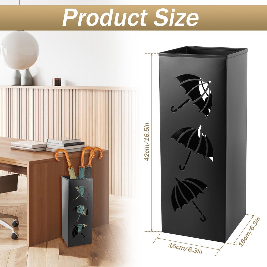 New Umbrella Holder Metal Hollow Out Stand Storage Bucket Freestanding Round Bin Waterproof Walking Sticks Rack