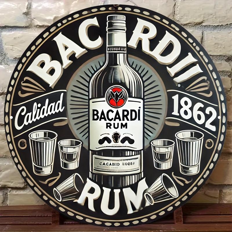 Hisun Tin Sign Vintage Bacardi Rum Themed Round Metal Tin Sign Bar Wall Decor Art Plaque
