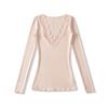 Women's V Neck Long Sleeve Lace Trim Top Slim Fit Solid Color Casual Sexy Pullover