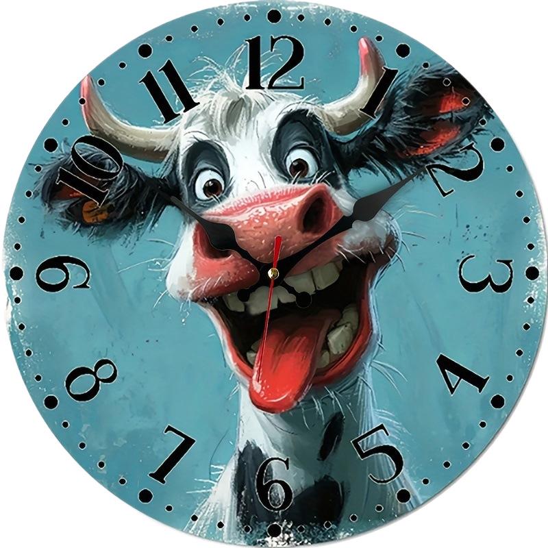 Rustic Cow Wall Clock for Cafe or B&B - Warm, Creative, Versatile Design for Domestic Use