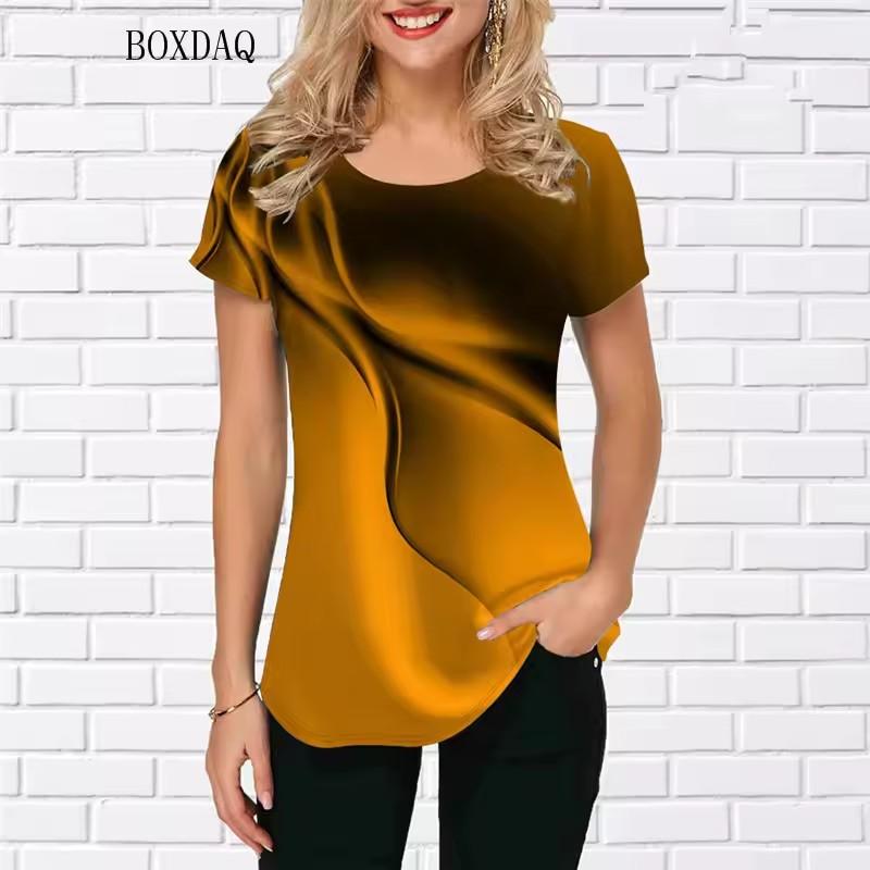 

Градиентная графика женские футболки летние короткие рукава 3D тай-дай принт уличная женская футболка свободные повседневные топы оверсайз футболка 5XL