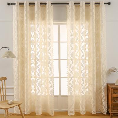 French Retro Gauze Curtain, Light Luxury Dream Lace Home Living Room Balcony Partition Curtain Window Screen, No Punching Curtains