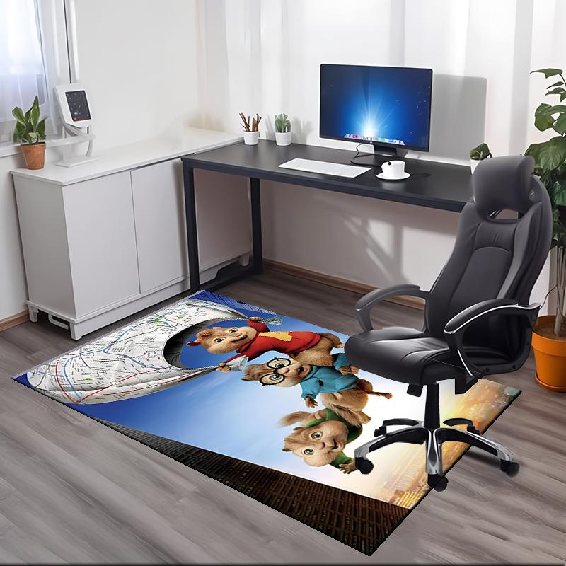 Tapete com Estampa de Alvin e os Esquilos para Cadeira de Escritório Sala de Estar Quarto Cozinha Decoração de Ambientes Presentes