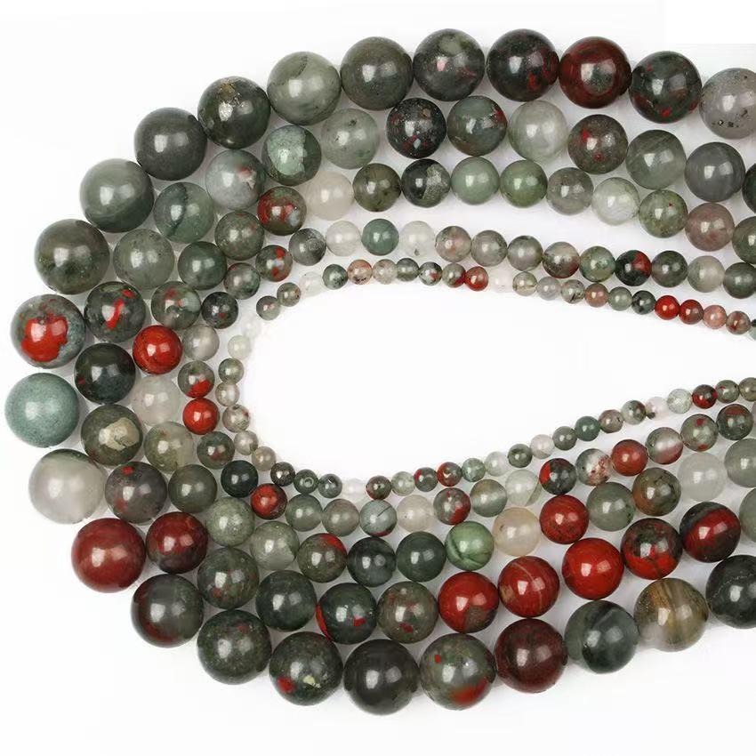 Natural African Bloodstone Round Beads for DIY Jewelry and Accessories (Bracelets & Necklaces)