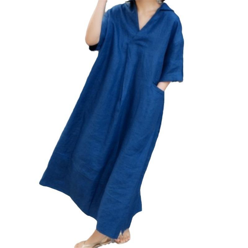 Løs Skjortekjole Studenter Bomull Dukke Kjole Moteabel Tynn Lang Knelang Underkjole Pluss Størrelse