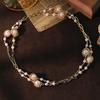 Flower Natural Freshwater Pearl Paperclip Chain Necklace New Design Handmade Necklace Party Accessories Women's Jewelry GN0841