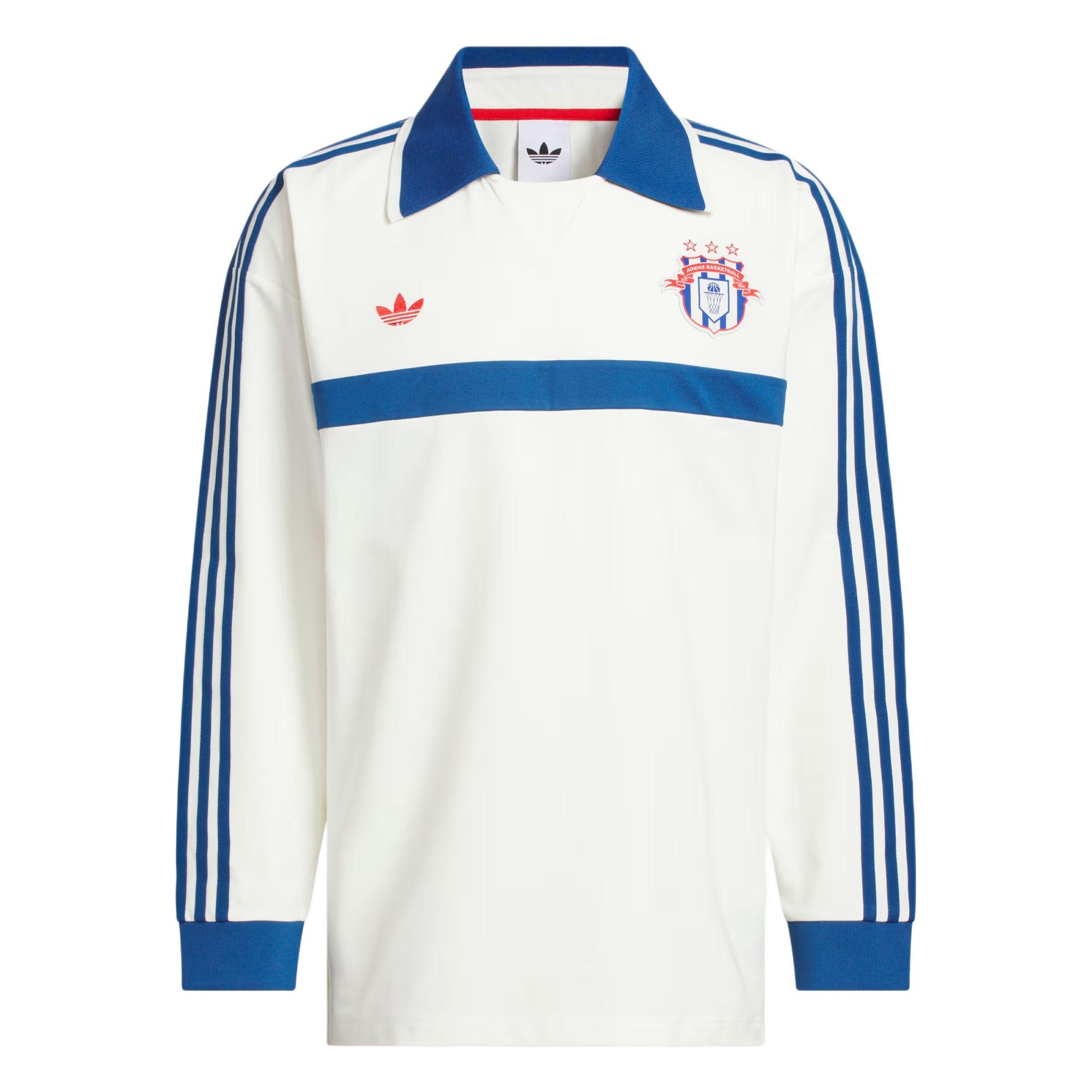 Adidas Originals Basketball Court Stripe Loose Casual Long Sleeve Polo Shirt Unisex tops KB7521 S