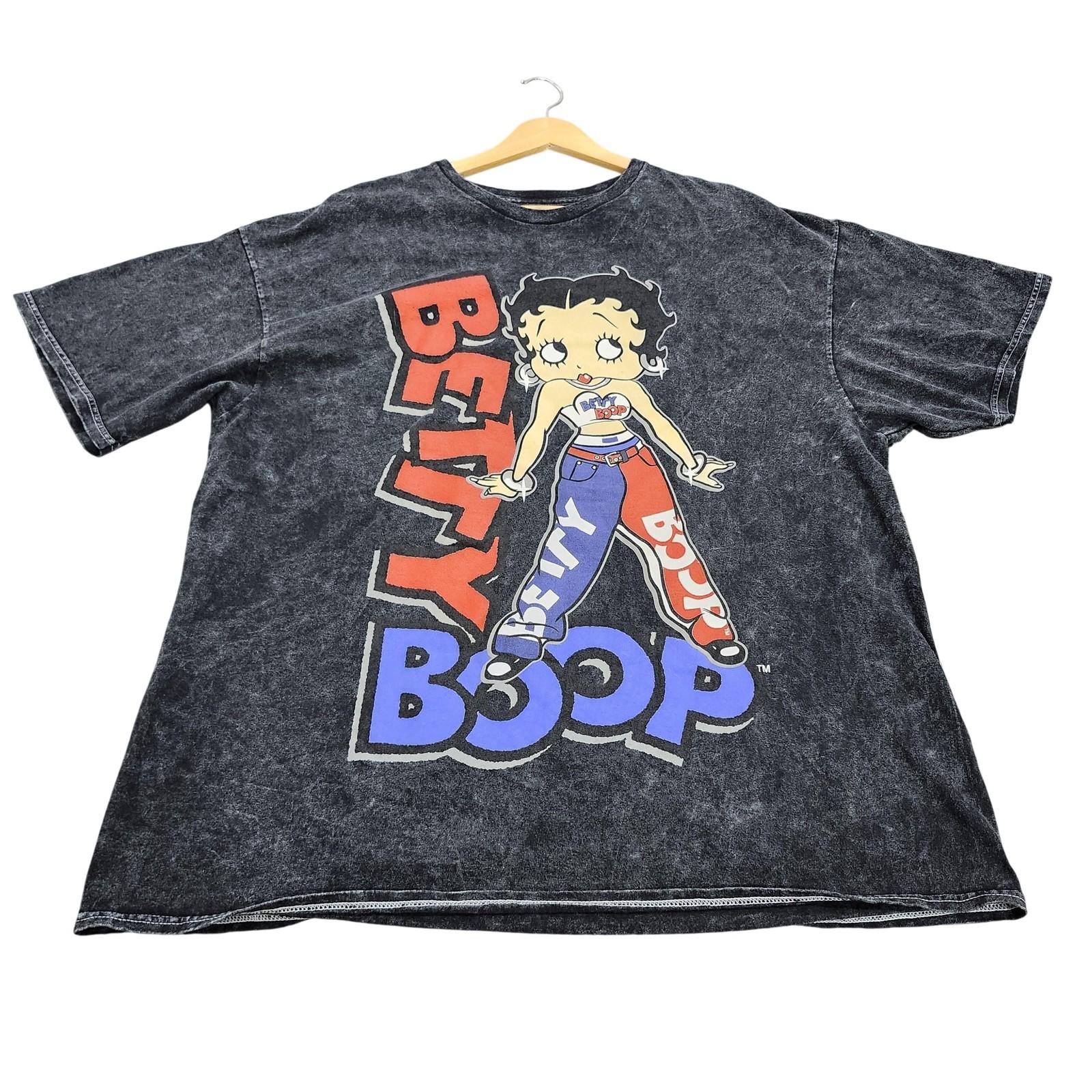 Betty Boop Shirt Mens XL Black Betty Boop Graphic Tee Acid Wash Cartoon Unisex T-Shirt S