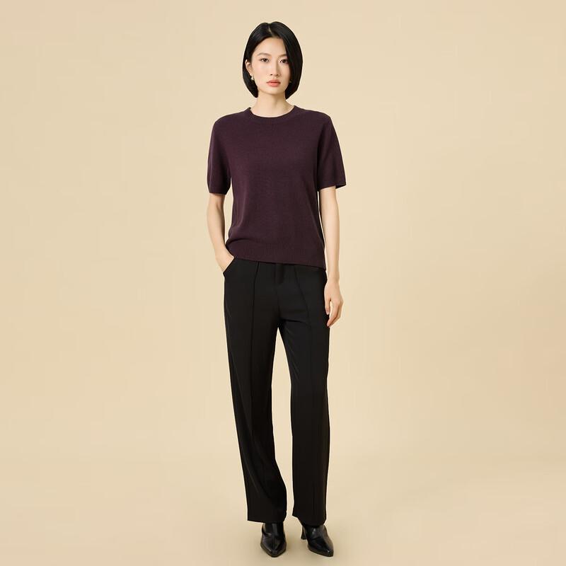 Northern Deer French Style Merino Wool Knit Short Sleeve Top