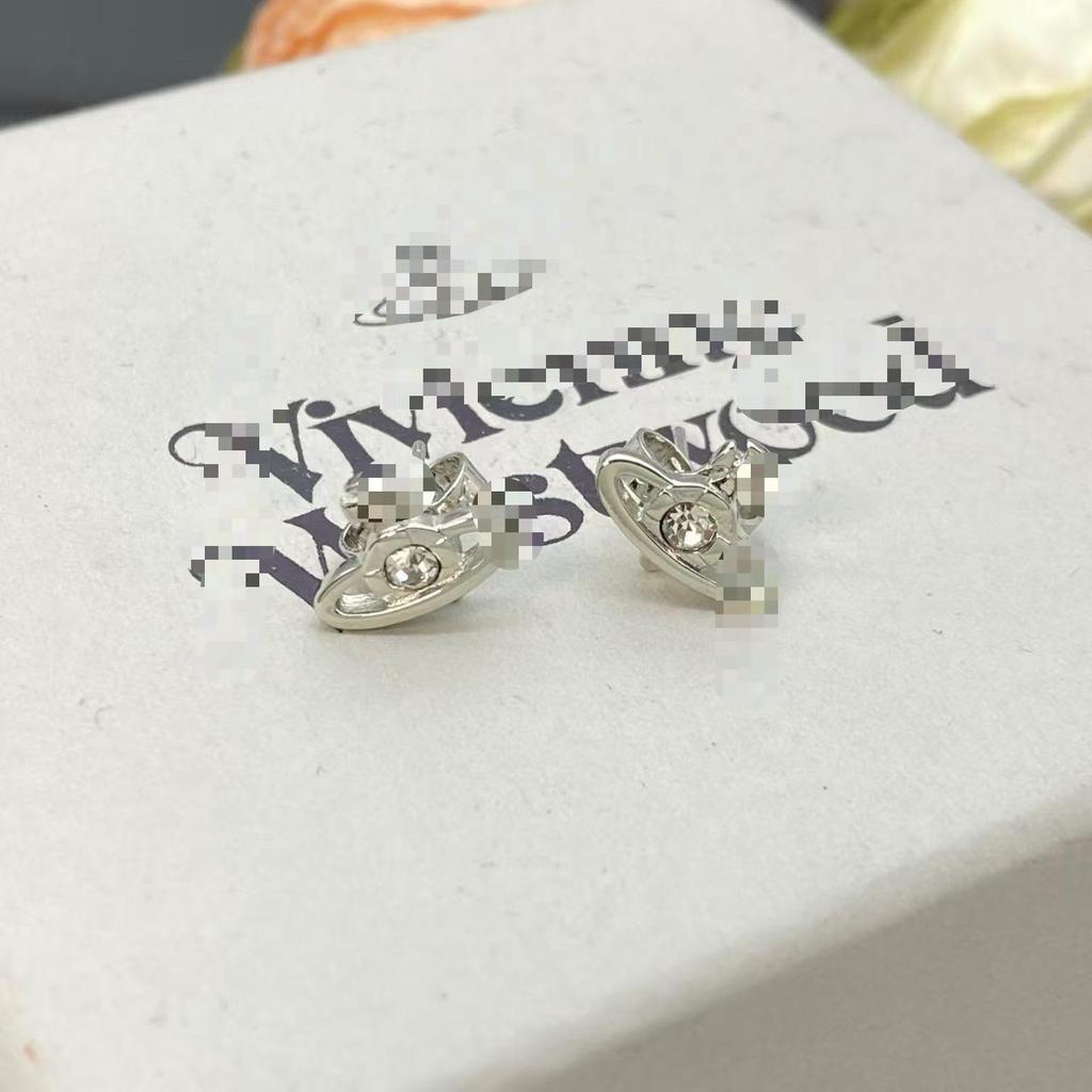 Westwood Silver Needle Stud Earrings - Chic Niche Design for a Sophisticated Look