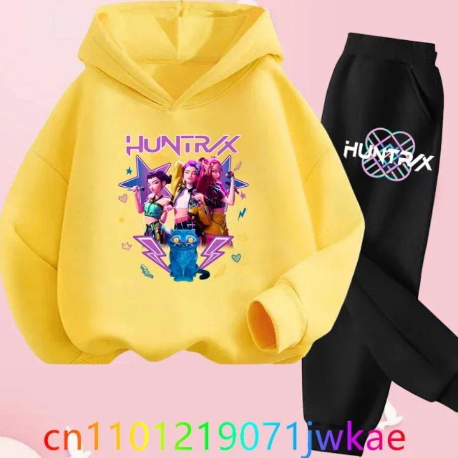 Kids Hoody Suit KPop Demon Hunters Printed Children's Clothing Y2K Hoodies+Pants Sports Sets