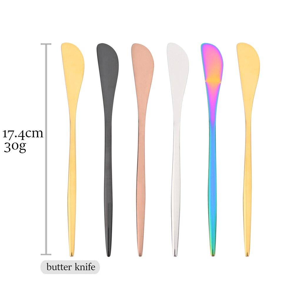 24Pcs Black Gold Dinnerware Set Stainless Steel Fork Spoon Knife Dinner Tableware With Butter Cheese Knife Basic Cutlery Set Kitchen