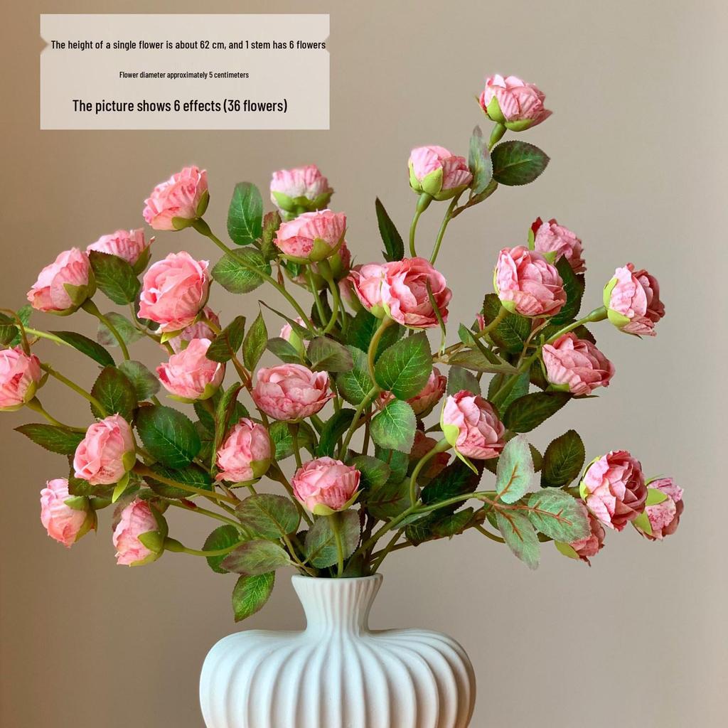 High-End Realistic Rose Arrangement In Ceramic Vase – Artificial Floral Bouquet for Living Room Decor