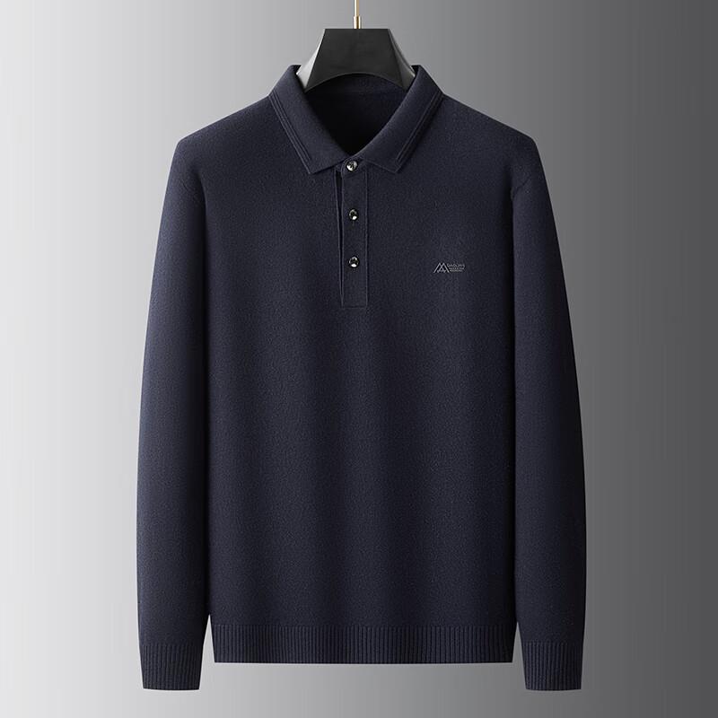 Dibinze Men's Plus Size Merino Wool Long Sleeve Polo Shirt