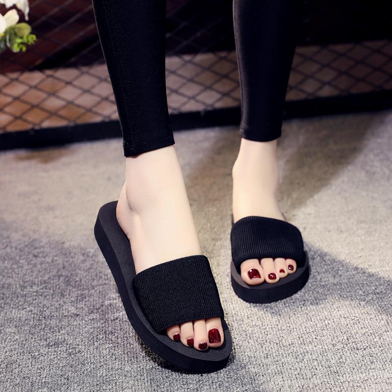 Women's Summer Rainbow Wedge Flip Flops - Thick Foam Sole Toe Post Beach Slippers